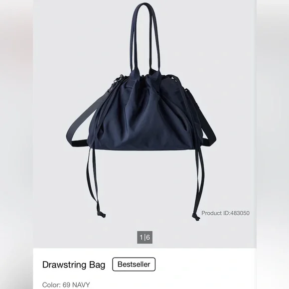 NWOT Uniqlo C drawstring bag in navy - Picture 1 of 7